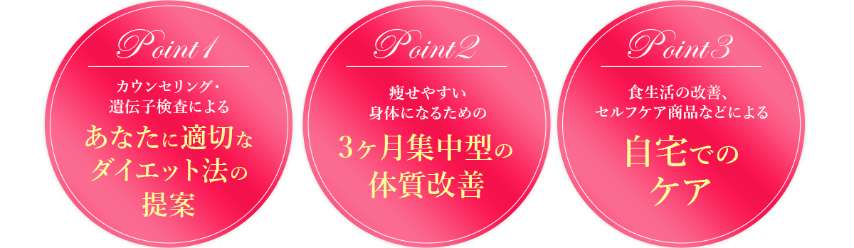 あなたに適切なダイエット法の提案 3ヶ月集中型の体質改善 自宅でのケア